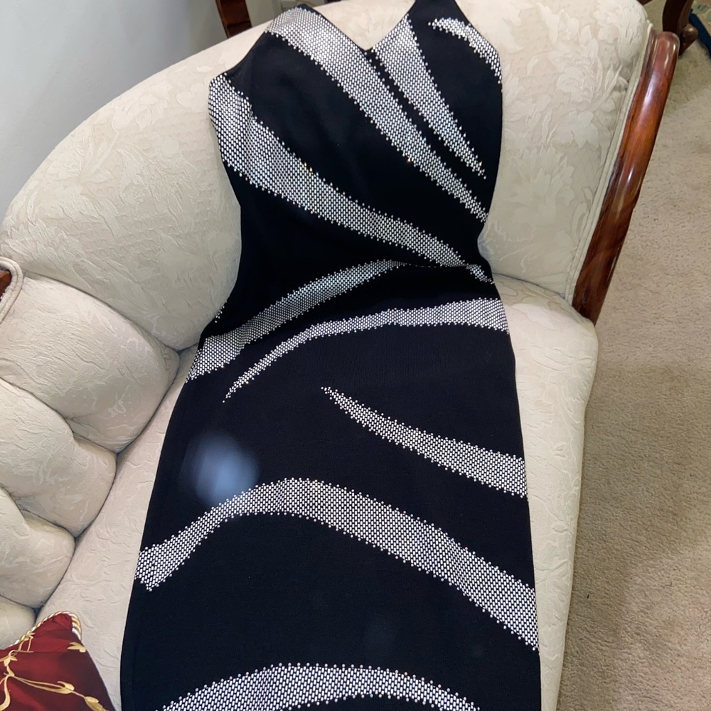 Long St. John dress black and silver